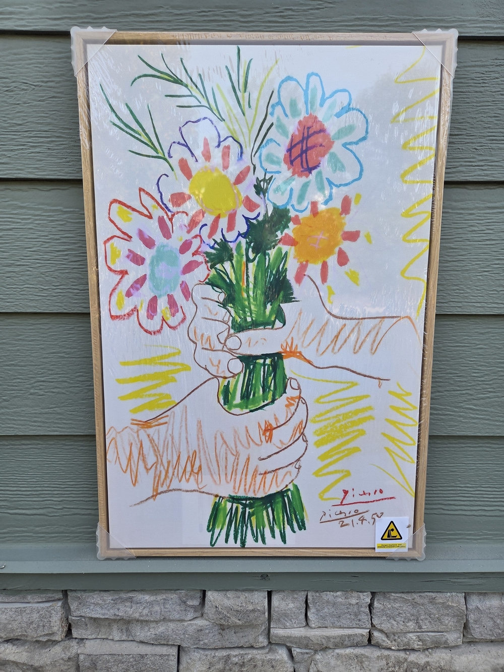 Colorful Floral Bouquet Art Print - White, Green, Yellow